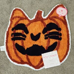Betsey Johnson Halloween Pumpkin Cat Face Round Bath Rug Mat 20x20 NWT